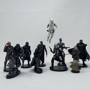 Star Wars Mandalorian Disney Child Action Figure Cake Topper Toy 4" Lot of 10‎